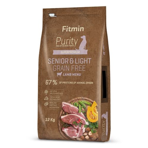 Fitmin Purity Senior & Light Lamb 12kg - pełnowartościowa, bezzbożowa karma dla psów z nadwagą oraz w podeszłym wieku, z jagnięciną