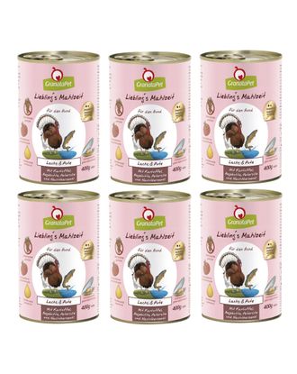 GranataPet Salmon & Turkey - bezzbożowa mokra karma dla psa, łosoś i indyk - 6x 400g