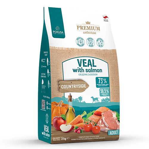 Pokusa Premium Selection Veal & Salmon - bezzbożowa karma dla dorosłego psa, cielęcina i łosoś