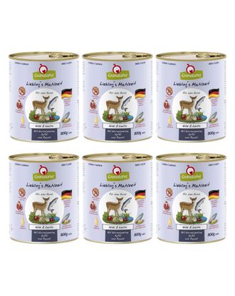 GranataPet Venison Salmon - bezzbożowa mokra karma dla psa, dziczyzna i łosoś - 6x 800g