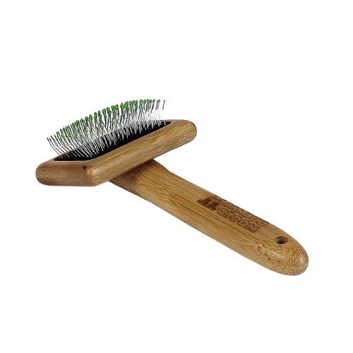 Bamboo Groom Soft Slicker Brush Small - bambusowa szczotka pudlówka z bezpiecznymi pinami, dla małego psa i kota