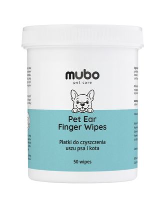 Mubo Pet Ear Finger Wipes 50szt. - jednorazowe czyściki do uszu psa i kota, nakładki na palec nasączone płynem czyszczącym