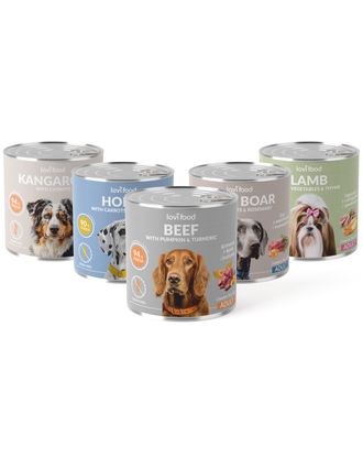 Zestaw karm Lovi Food 800g - bezzbożowa, mokra karma dla psa, mix 5 smaków