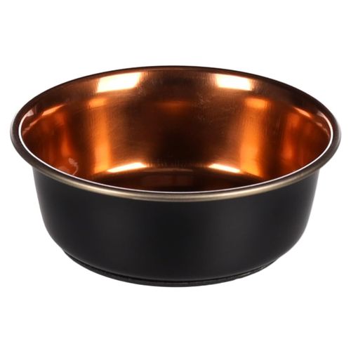 Flamingo Ezra Round Black & Copper - stalowa miska dla psa i kota, czarno - miedziana