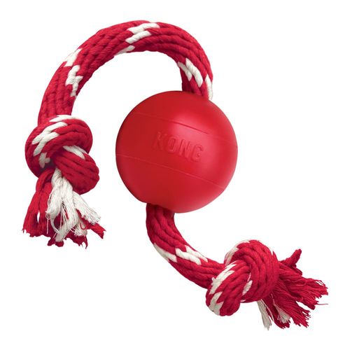 KONG Ball With Rope S 6cm - piłka na sznurku dla psa, czerwona, oryginalna