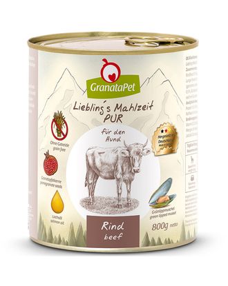 GranataPet Beef Pur - monoproteinowa bezzbożowa mokra karma dla psa, wołowina - 800g