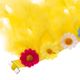 Ozdobny kołnierzyk groomerski Happy Heads - żółte pióra z kwiatkami