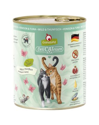 GranataPet DeliCatessen Venison & Tuna - bezzbożowa mokra karma dla kota, dziczyzna i tuńczyk - 800g