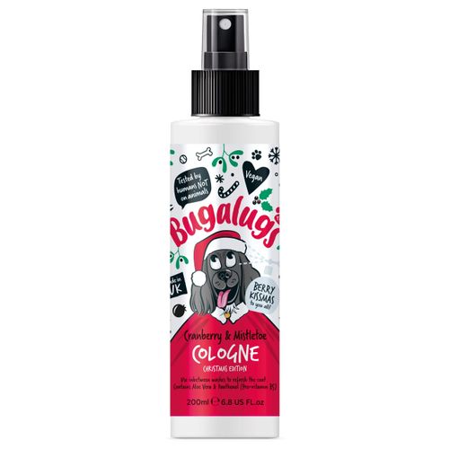 Bugalugs Cranberry & Mistletoe Cologne 200ml - perfumowany spray odświeżający dla psa, o zapachu żurawiny i jemioły