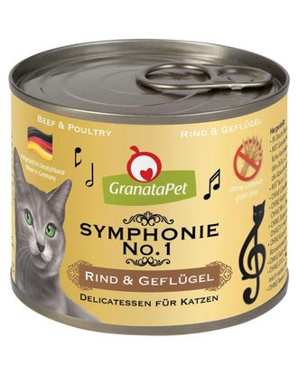 GranataPet Symphonie No.1 - wysokomięsna karma dla kota, wołowina i drób - 6x 200g