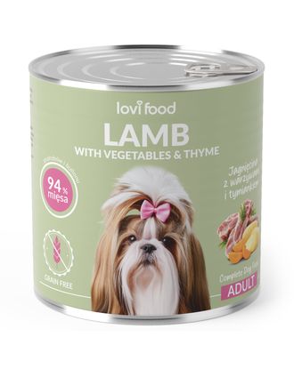Lovi Food Lamb with Vegetables - Monoprotein Wet Food for Adult Dogs, High Meat Content, Grain-free - 12x 800g