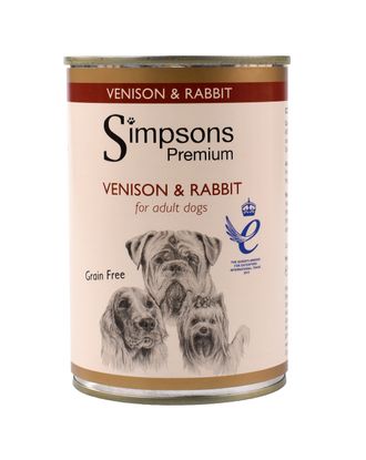 Simpsons Premium Venison & Rabbit Casserole - bezzbożowa karma dla dorosłych psów, z dziczyzną, królikiem i warzywami
