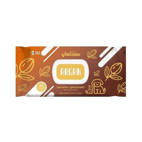 Record Salviette Argan 40szt. - uniwersalne chusteczki do czyszczenia sierści, oczu, uszu psa i kota, o zapachu arganu