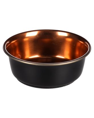Flamingo Ezra Round Black & Copper - stalowa miska dla psa i kota, czarno - miedziana