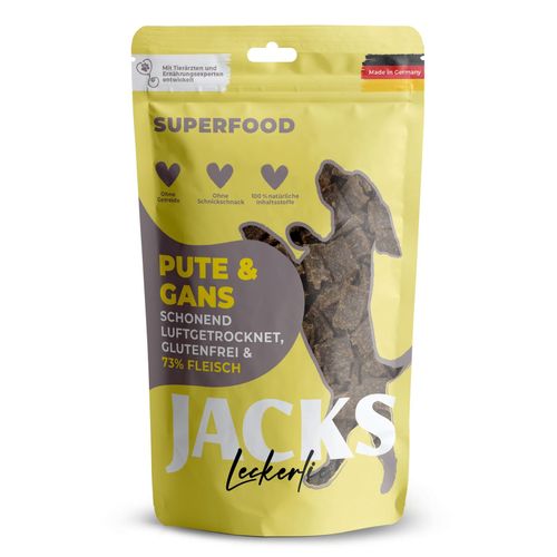 Jacks Leckerlie Superfood Pute & Gans 90g - smaczki dla psa, 73% mięsa z indyka i gęsi