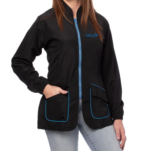 Blovi Athena Long Sleeve Blouse Blue - bluza groomerska z długim rękawem, damska, czarna z niebieskimi detalami