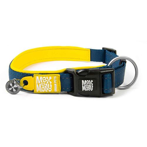 Max&Molly GOTCHA! Smart ID Matrix Yellow Collar - obroża z zawieszką smart Tag dla psa, odblaskowe przeszycia