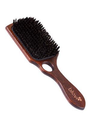 Blovi Brown Wood Brush 26cm - extra duża, drewniana szczotka z włosiem naturalnym i otworem na palec, dla ras z krótkim i/lub cienkim włosem