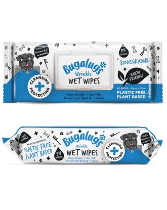 Bugalugs Wrinkle Wet Wipes 80szt. - chusteczki z chlorheksydyną do fałd skórnych psa i kota