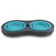 Dexas Double Elevated Feeder - Dog Bowls On Foldable Stand, Turquoise