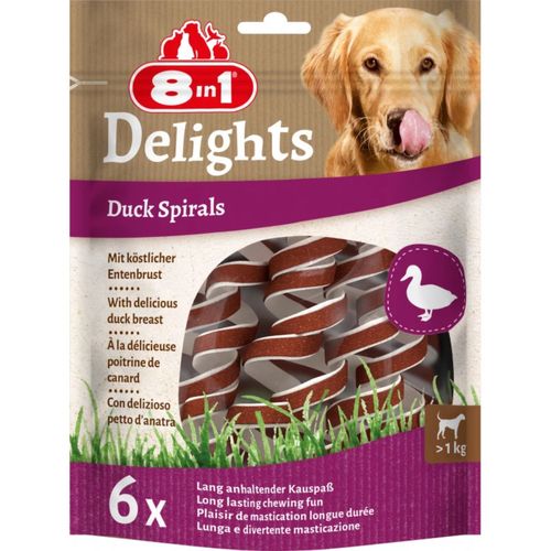 8in1 Delights Duck Spirals 60g - przysmaki dla psa, spirale do żucia ze skóry wołowej i piersi z kaczki