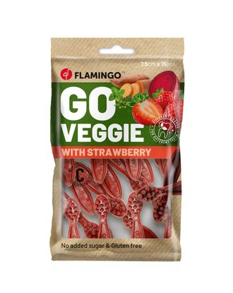 Flamingo Go Veggie Snacks with Strawberry 120g - wegańska przekąska dla psa, o smaku truskawek