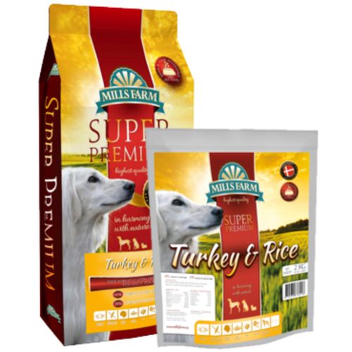 Mills Farm Super Premium Adult Turkey&Rice - bezzbożowa karma dla dorosłych psów, z indykiem, ryżem i rybą