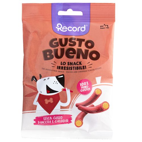 Record Gusto Bueno Bacon and Cheddar Flavor Sticks 50g - smaczki dla psa, pałeczki o smaku bekonu z serem cheddar