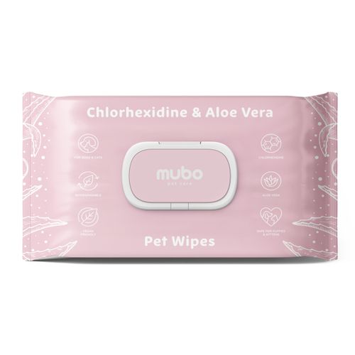 Mubo Chlorhexidine & Aloe Vera Pet Wipes 100szt. - chusteczki z chlorheksydyną i aloesem dla psa i kota, 15x30cm