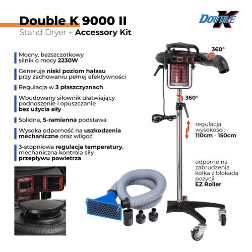 Double K ChallengAir 9000 II Stand Dryer + Accessory Kit