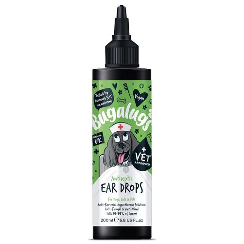 Bugalugs Antiseptic Ear Drops 200ml - krople do czyszczenia uszu psa i kota