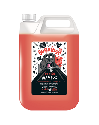 Bugalugs Flea & Tick Shampoo - szampon przeciw pchłom i kleszczom dla psa, z olejkiem Neem - 5L