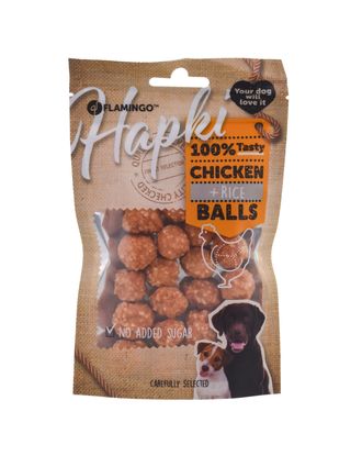Flamingo  Hapki Chicken & Rice Balls 75g - przysmaki dla psa, kulki z kurczakiem i ryżem
