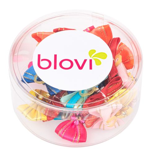 Blovi Bows 25szt. - kolorowe kokardki dla psa, z kwiatkiem i złotą nitką, na gumce