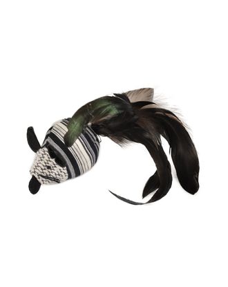 Flamingo Cat Pirin Mouse 17cm - stylowa myszka dla kota z grzechotką, piórkami i kocimiętką
