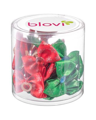 Blovi Christmas Bows Snowflake 25szt. - czerwone i zielone świąteczne kokardki dla psa, wzór w śnieżynki