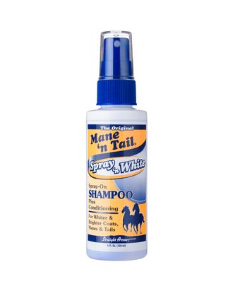 Mane'n Tail Spray'n White Shampoo - szampon z odżywką do białej, szarej i złotej sierści konia, w sprayu - 118ml