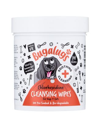 Bugalugs Clenasing Wipes 100szt. - biodegradowalne waciki z chlorheksydyną do problematycznej skóry psa i kota