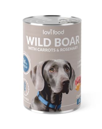 Lovi Food Wild Boar with Carrots - Hypoallergenic Wet Food for Adult Dogs, High Meat Content, Grain-free - 12x 400g