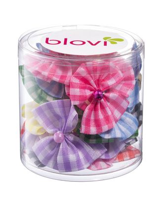Blovi Bows Chequered 25szt. - kokardki w kratkę dla psa, z koralikiem, na gumce
