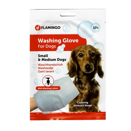 Flamingo Washing Glove Dog - nasączona balsamem rękawica do mycia psa, bez użycia wody