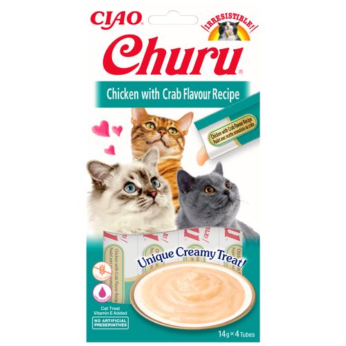 Inaba Creamy Churu Treat 4x14g - kremowy przysmak dla kota, kurczak i krab