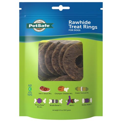 PetSafe Natural Rawhide Rings 16szt. - mięsne krążki dla psa, zapas smaczków do zabawek PetSafe Busy Buddy