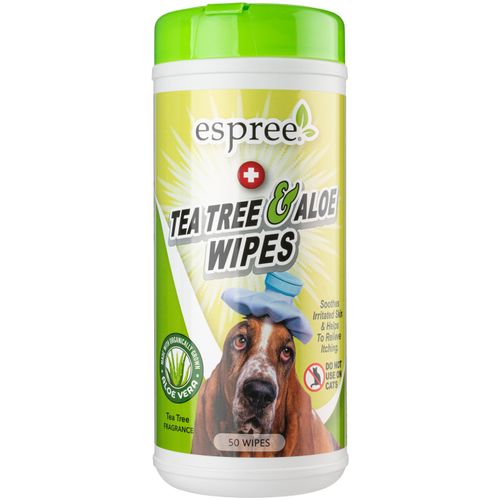 Espree Tea Tree & Aloe Wipes 50szt. -  łagodzące chusteczki do czyszczenia i pielęgnacji łap psa
