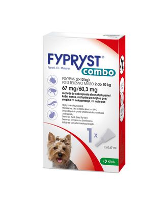 Fypryst Combo 67mg/60,3mg- krople na pchły i kleszcze dla psów o wadze od 2 do 10kg