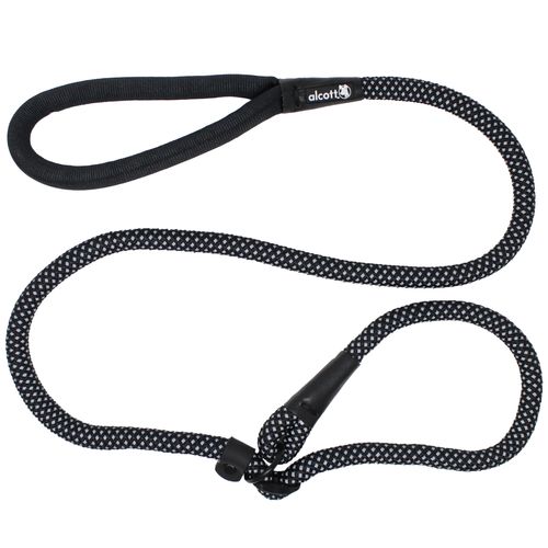 Alcott Adventure Slip Rope Leash 150cm Black - odblaskowa smycz linowa dla psa, czarna