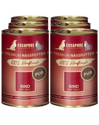 Escapure Rind Pur - mokra karma dla psa i kota, 100% wołowiny - 6x 400g