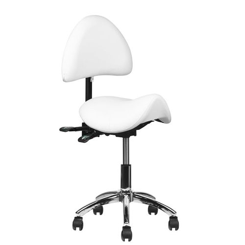 Ekskluzywne krzesło groomerskie Activ 249A z profilowanym siedziskiem i oparciem, białe