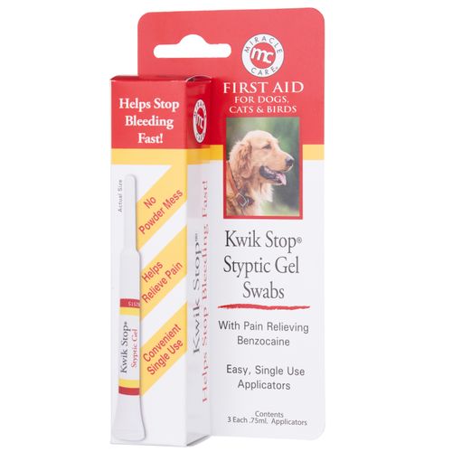 Kwik Stop Styptic Gel Swabs 3x0,75ml - patyczki tamujące krwawienie, dla psów, kotów i ptaków