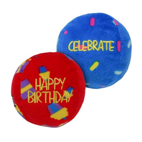 KONG Occasions Birthday Balls M (8cm) 2szt. - pluszowe, urodzinowe piłki dla psa